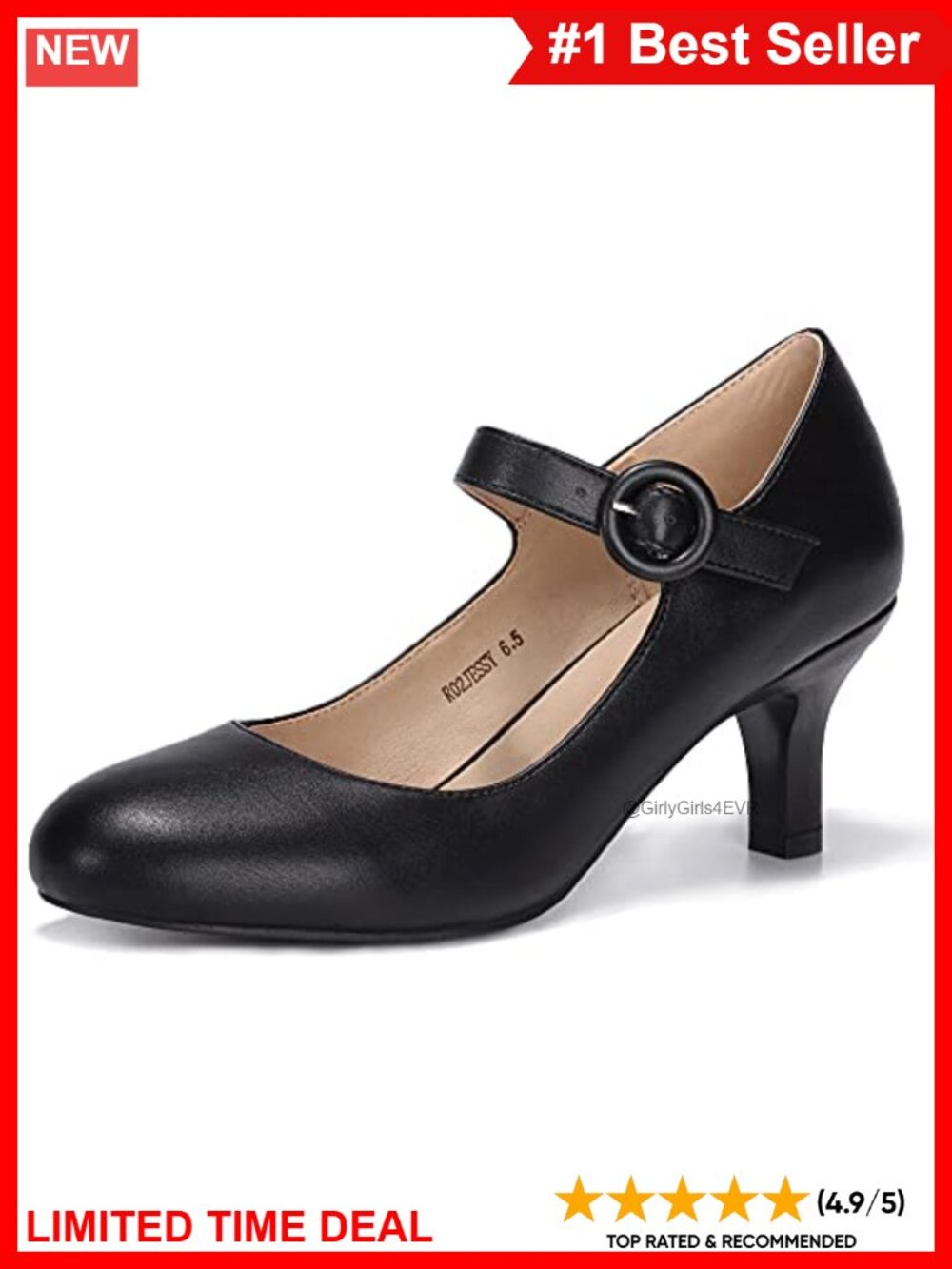 Mary Jane Pumps with Kitten Heel and Ankle Strap
